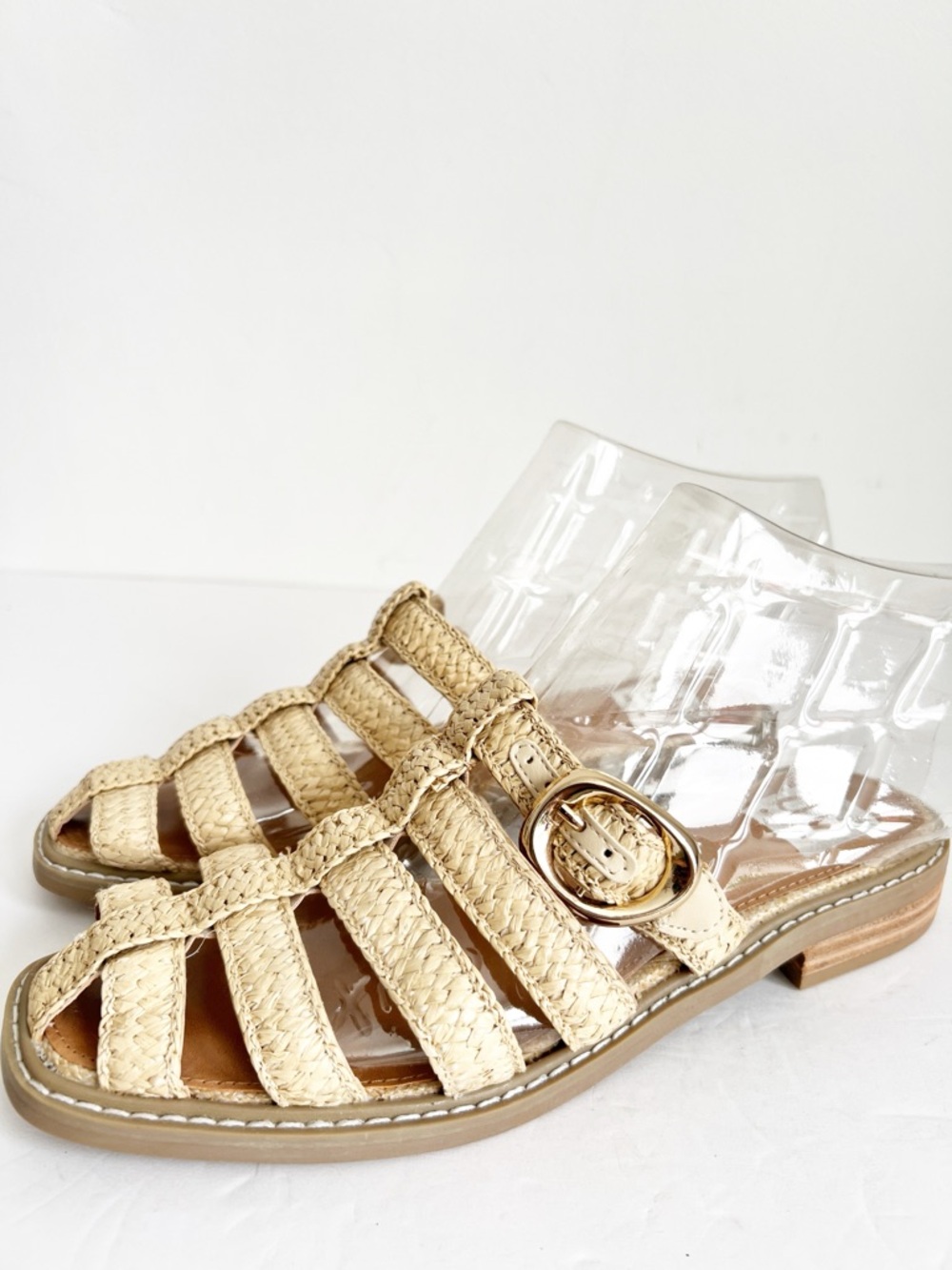 NWOB DV Straw Weave Slide Sandals in Natural